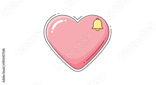 Pink heart shaped love symbol icon.