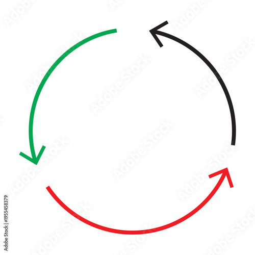 Circle arrows icon set. Round reload sign, repeat icon, rotate arrows symbol, Vector illustration web design. flat style, clip art.