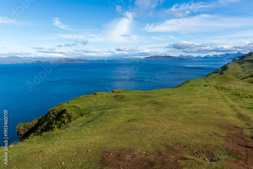 The Isle of Skye,  is a large and scenic island in the Inner Hebrides of Scotland. It's known for its dramatic landscapes.Ocean views from the Lealt Falls lookout