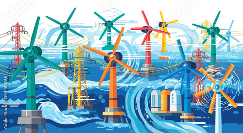 Offshore Wind Turbines Generating Clean Energy.