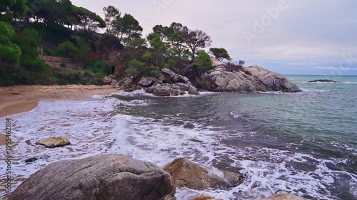 Morning at the coastline of the mediterranean sea (Costa Brava, Spain)