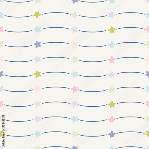 Line and star background vector. Repeating striped and star icon pattern continue seamless for fabric, scarves, cards, scrapbooks, wrapping paper, textiles, and stationery.