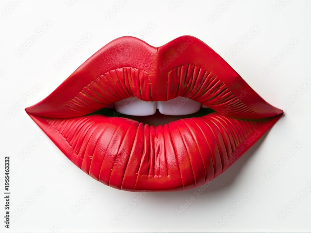 Fototapeta premium Close-up shot of a bright red lipstick on a white surface, perfect for beauty and makeup-related designs