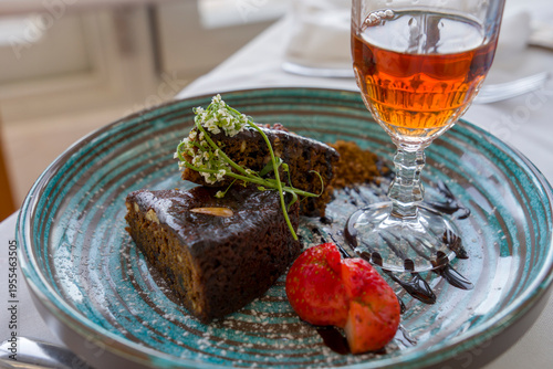 Canvas Print Bolo de mel is a traditional dark sponge cake from the island of Madeira, Portugal, famous for being very dense, moist, and spiced