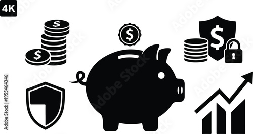 3d piggy bank with coins and growth chart illustrating financial savings and investment success