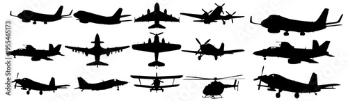 Large Collection of Professional Aircraft Silhouettes Vector Icons For Aviation Design Projects