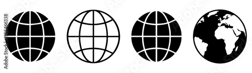 Professional Global Earth Icon Set For International Business Communication And Web Design