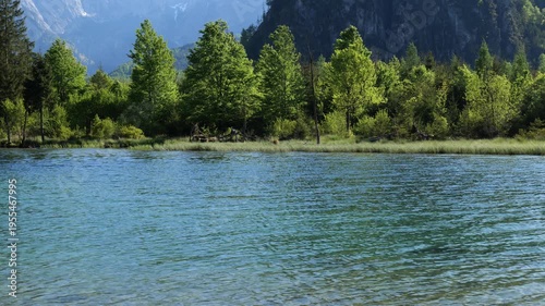 Blue Mountain Lake and Trees Water Surface Turquoise Aquamarine Lake Almsee Austria