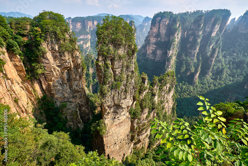 view of the avatar mountains in zhangjiajie national park in china