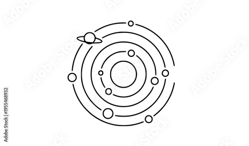 Abstract solar system minimal line art space vector illustration