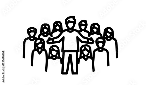 Leadership team management business outline vector illustration