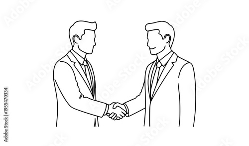 Business handshake deal partnership outline vector illustration
