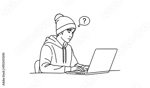 Online education student e learning outline vector illustration