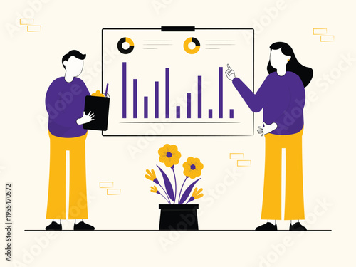 Business Analytics Illustration Set – Data Visualization, Growth Strategy, KPI Dashboard, Financial Charts Flat Vector Characters