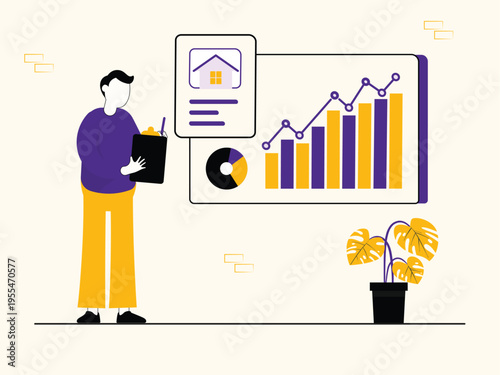 Business Analytics Illustration Set – Data Visualization, Growth Strategy, KPI Dashboard, Financial Charts Flat Vector Characters