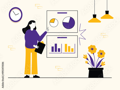 Business Analytics Illustration Set – Data Visualization, Growth Strategy, KPI Dashboard, Financial Charts Flat Vector Characters