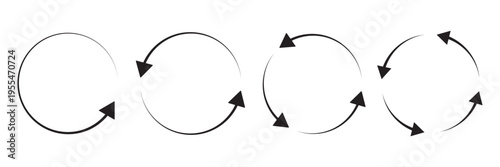 Circular Arrows Set. Collection of circular arrow icons showing continuous rotation and loop cycles. Ideal for workflow, process diagrams, refresh concepts, and business presentations.