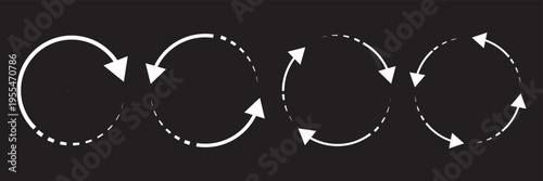 Circular Arrows Set. Collection of circular arrow icons showing continuous rotation and loop cycles. Ideal for workflow, process diagrams, refresh concepts, and business presentations.