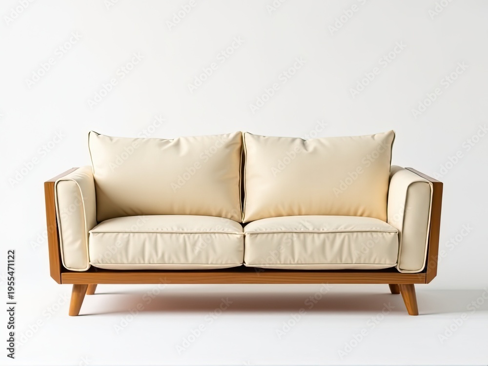Fototapeta premium A white couch with two pillows on top