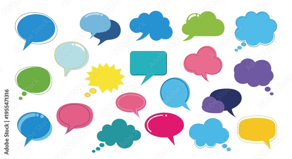 Obraz premium Colorful speech and chat bubbles vector set seamless pattern