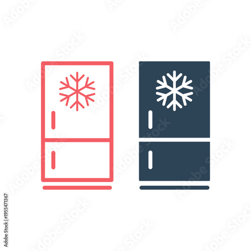 Refrigerator electronic icons set, Freezer cold design illustration.