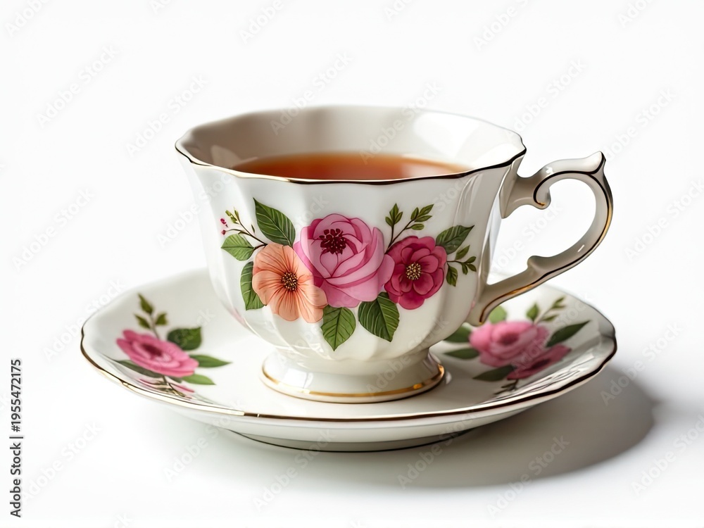 Fototapeta premium A cup and saucer set up for serving tea, perfect for a cozy moment