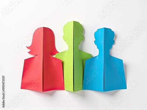 A group of paper cut silhouettes standing together, perfect for representing crowds or masses in various settings