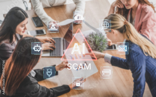 Fotografía Cybersecurity concept featuring an AI detector scanning digital content for deepfakes and authenticity