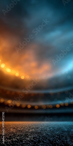 Excitement builds in a vibrant sports arena at dusk