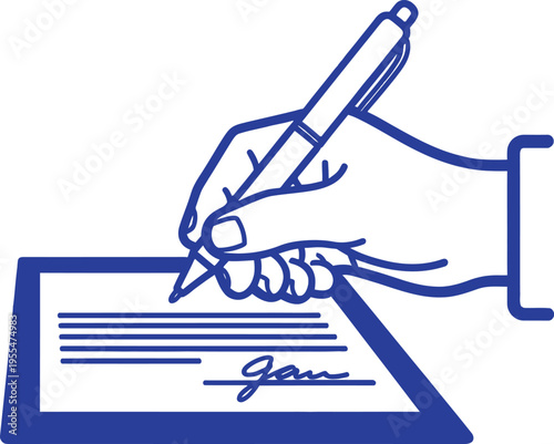 Signing a document with a pen