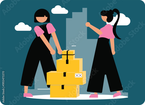 Delivery Service Illustration Set – Courier, Parcel Shipping, Logistics, Last Mile Delivery Flat Vector Characters