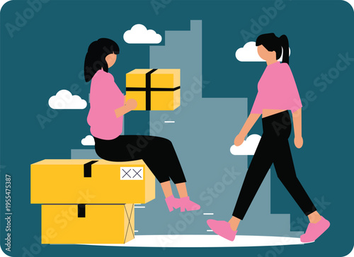 Delivery Service Illustration Set – Courier, Parcel Shipping, Logistics, Last Mile Delivery Flat Vector Characters