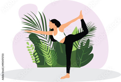 Yoga Illustration Set – Women Practicing Yoga Poses, Fitness, Meditation, Healthy Lifestyle Flat Vector