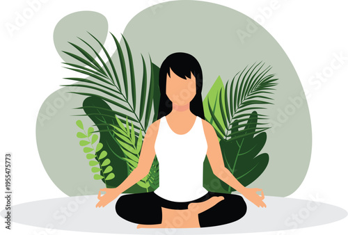 Yoga Illustration Set – Women Practicing Yoga Poses, Fitness, Meditation, Healthy Lifestyle Flat Vector