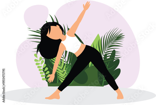 Yoga Illustration Set – Women Practicing Yoga Poses, Fitness, Meditation, Healthy Lifestyle Flat Vector