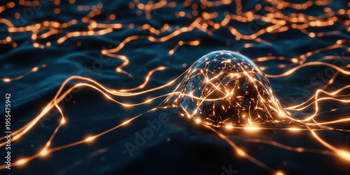 Stylized metallic data flow in rhythmic waves, representing seamless business operations and smart technologies.