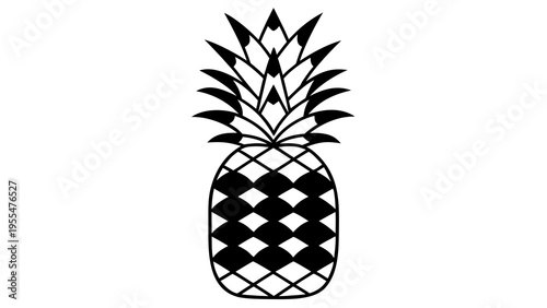 Pineapple fruit line art drawing depicts a stylized tropical produce item with a geometric pattern.