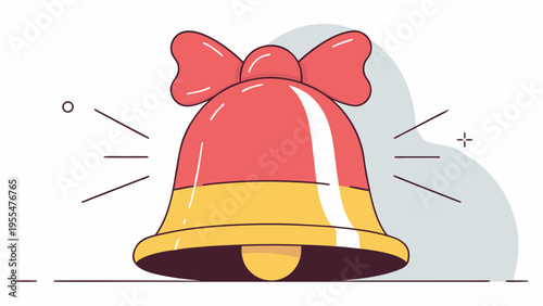 A single bright red and yellow notification bell emits sound waves above a minimal pale blue shape.