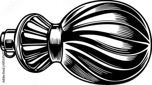 A single antique metal bicycle horn bulb shows deep texture and polished reflective surfaces in.