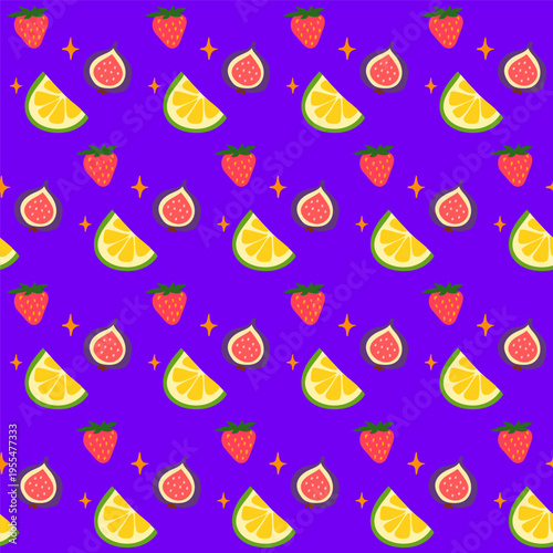 Cartoon Fun Fruit Seamless Pattern Background. Vibrant Retro Wrapping Paper Print. Colorful Party Wallpaper Design. Fashionable Bold Tropical Textile Positive Festive Fabric. Happy Summer Holiday Art