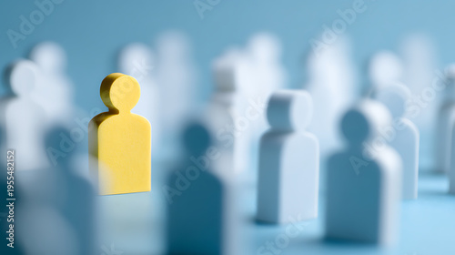 Wallpaper Mural Unique yellow human figure stands out from a crowd of generic white figures, symbolizing individuality, diversity, leadership, and recognition Torontodigital.ca