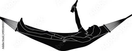 Man relaxing in hammock holding beer bottle silhouette, leisure vacation lifestyle concept, summer отдых отдых отдых отдых отдых отдых отдых отдых отдых отдых