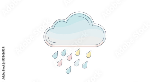 Rain Cloud with Raindrops Falling Down.