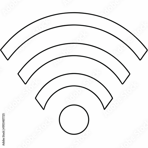 wi fi symbol three concentric arcs line art vector illustration on transparent background