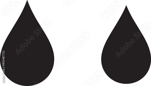 Two simple black teardrop shapes isolated on a clean white background for minimalist design work isolated on transparent background, Vector