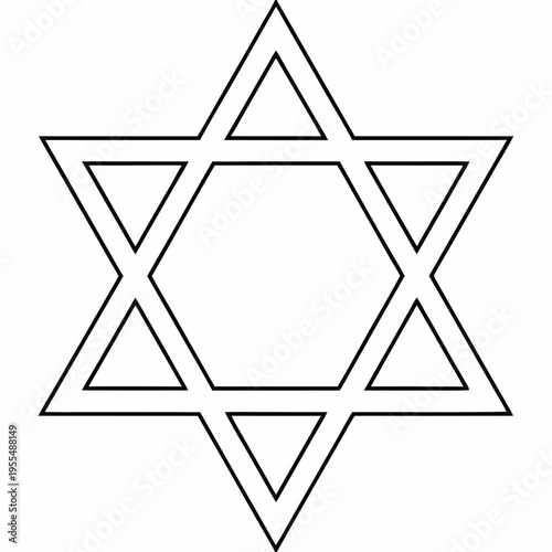 star of david hexagram line art vector illustration on transparent background