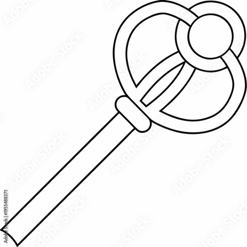 scepter with orb top line art vector illustration on transparent background