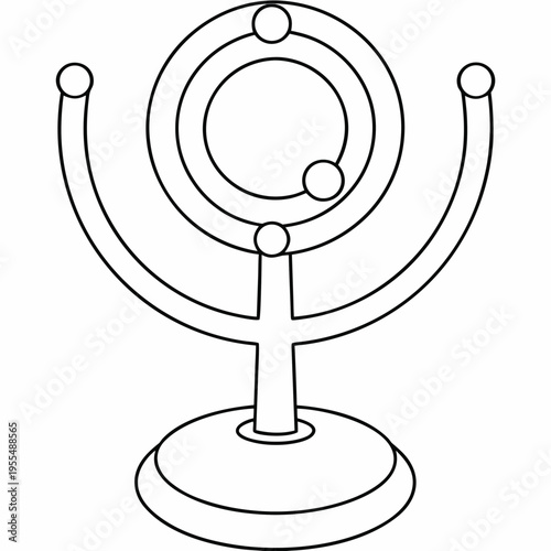 orrery mini solar system model line art vector illustration on transparent background