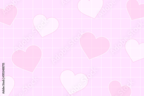 ゆめかわいい ハート チェック パターン 背景 ピンク テクスチャ 素材