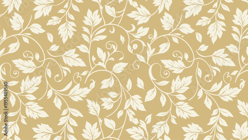 Floral Pattern with Leaves and Vines Design.